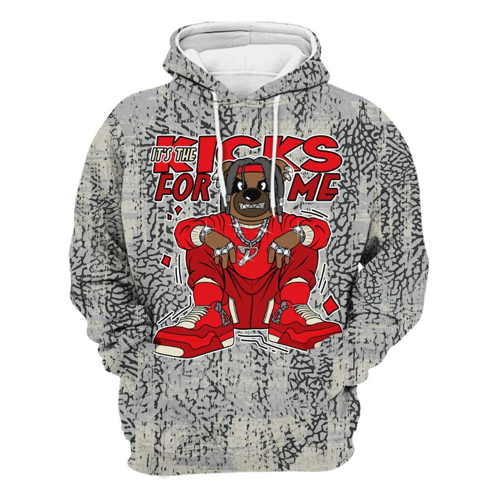 Hoodie To Match Cement Grey 3s - Sneakers Bear Glitch Art All Over Print