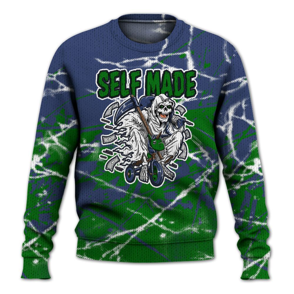 Knitted Sweater To Match Midnight Navy 13s - Self Make Skeleton Profound