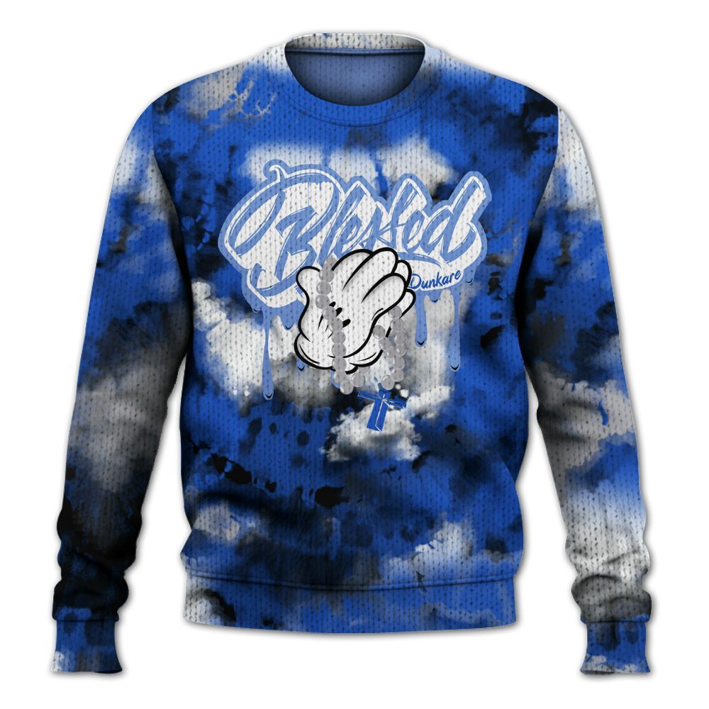 Knitted Sweater To Match Retro Stealth 5s - God Blessed Tie Dye