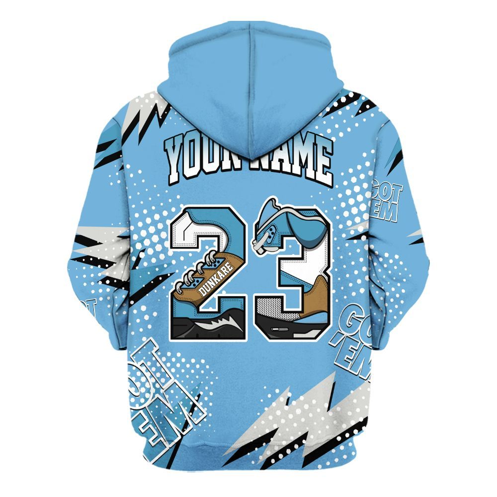 Hoodie To Match SB Dunk Low University Blue - Custom Name Number 23 5s All Over Print