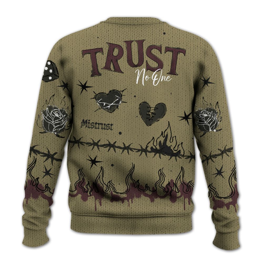 Knitted Sweater To Match Black Olive 7s - Trust No One Snake-Bite Doodle Crayon