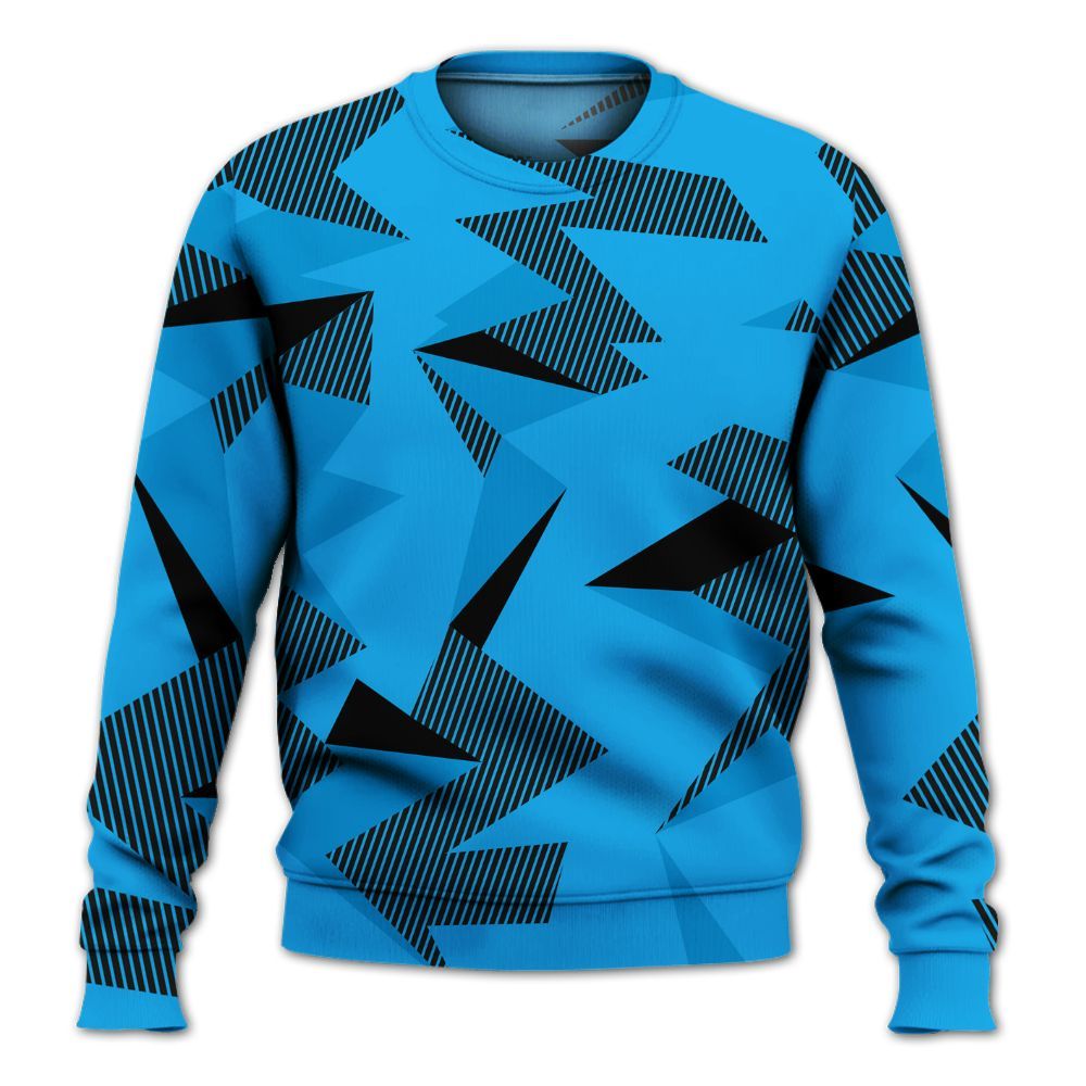 Sweatshirt To Match Black University Blue 2022 13s - Geometric Camouflage Pattern All Over Print