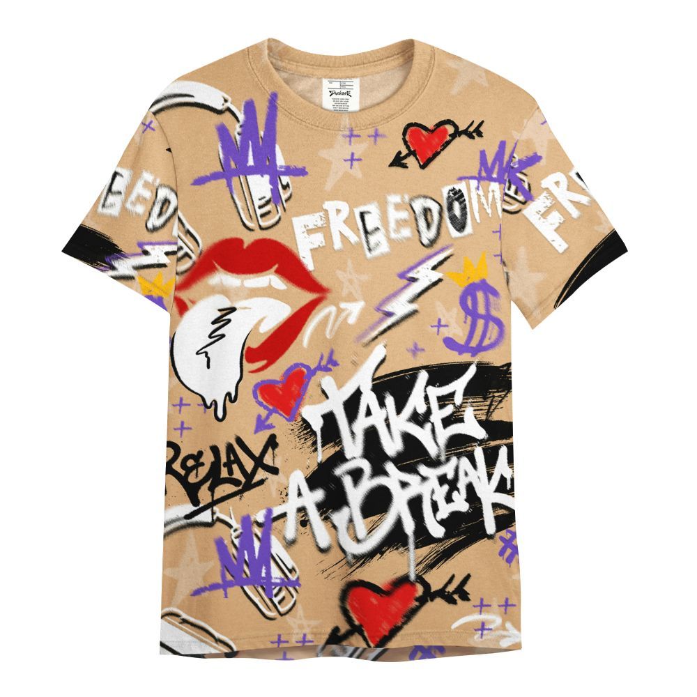 Shirt To Match SE Afrobeats 7s - Take Break Freedom Graffiti Streetwear All Over Print