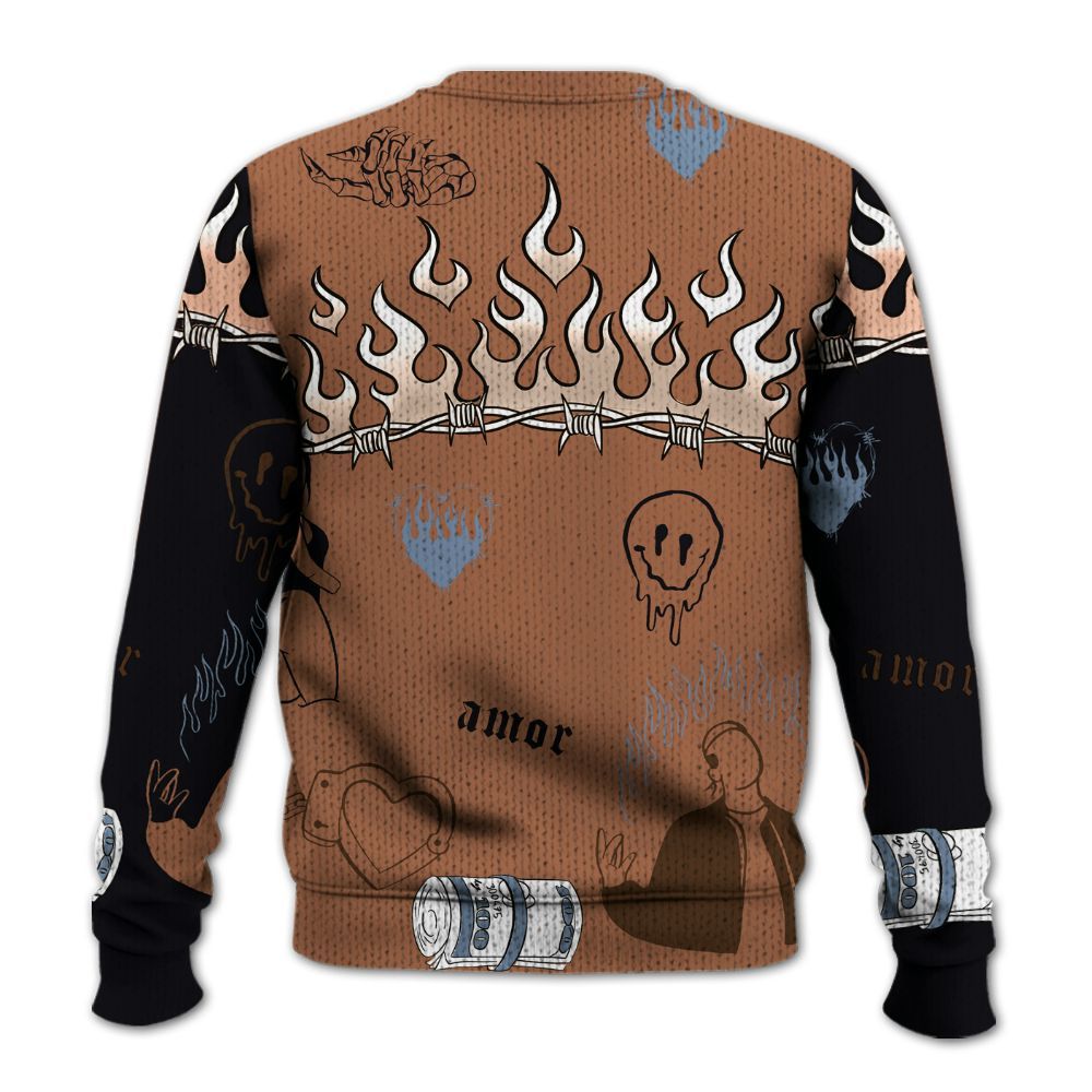 Knitted Sweater To Match Air Foamposite Metallic Copper - Snake Trust No One