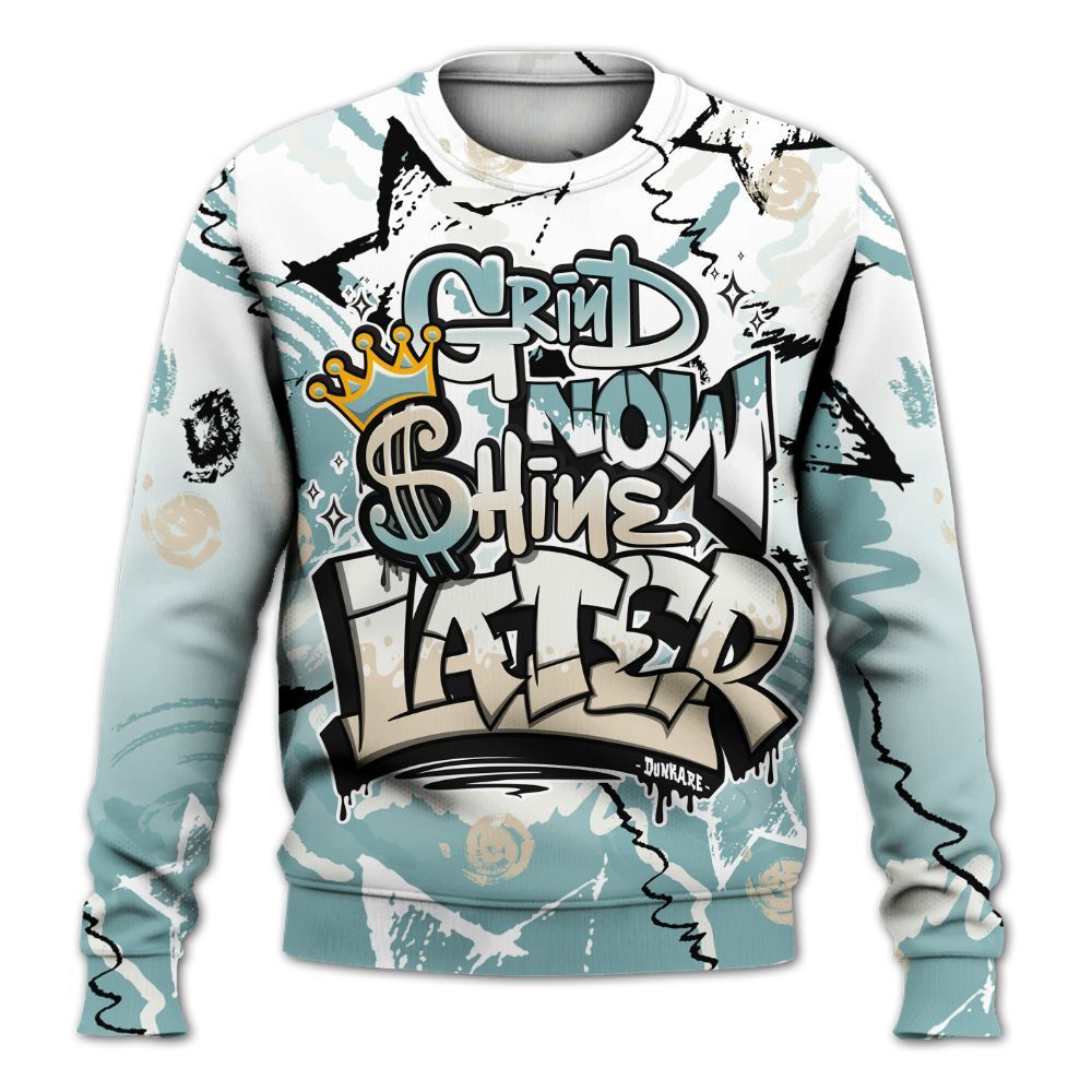 Sweatshirt To Match Dunk Low Glacier Blue Pale Ivory - Grind Shine Later Drip All Over Print