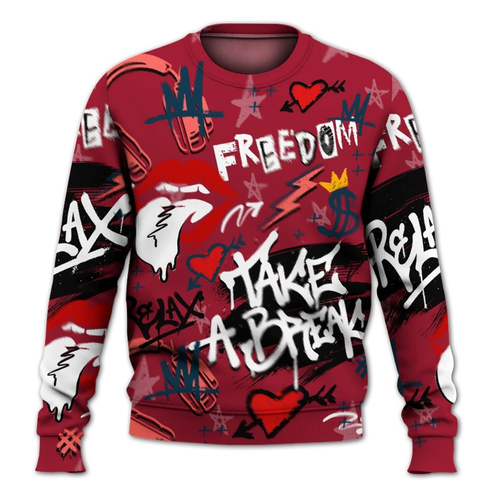 Sweatshirt To Match Mid Multi Color 2022 1s - Take Break Freedom Graffiti Streetwear All Over Print