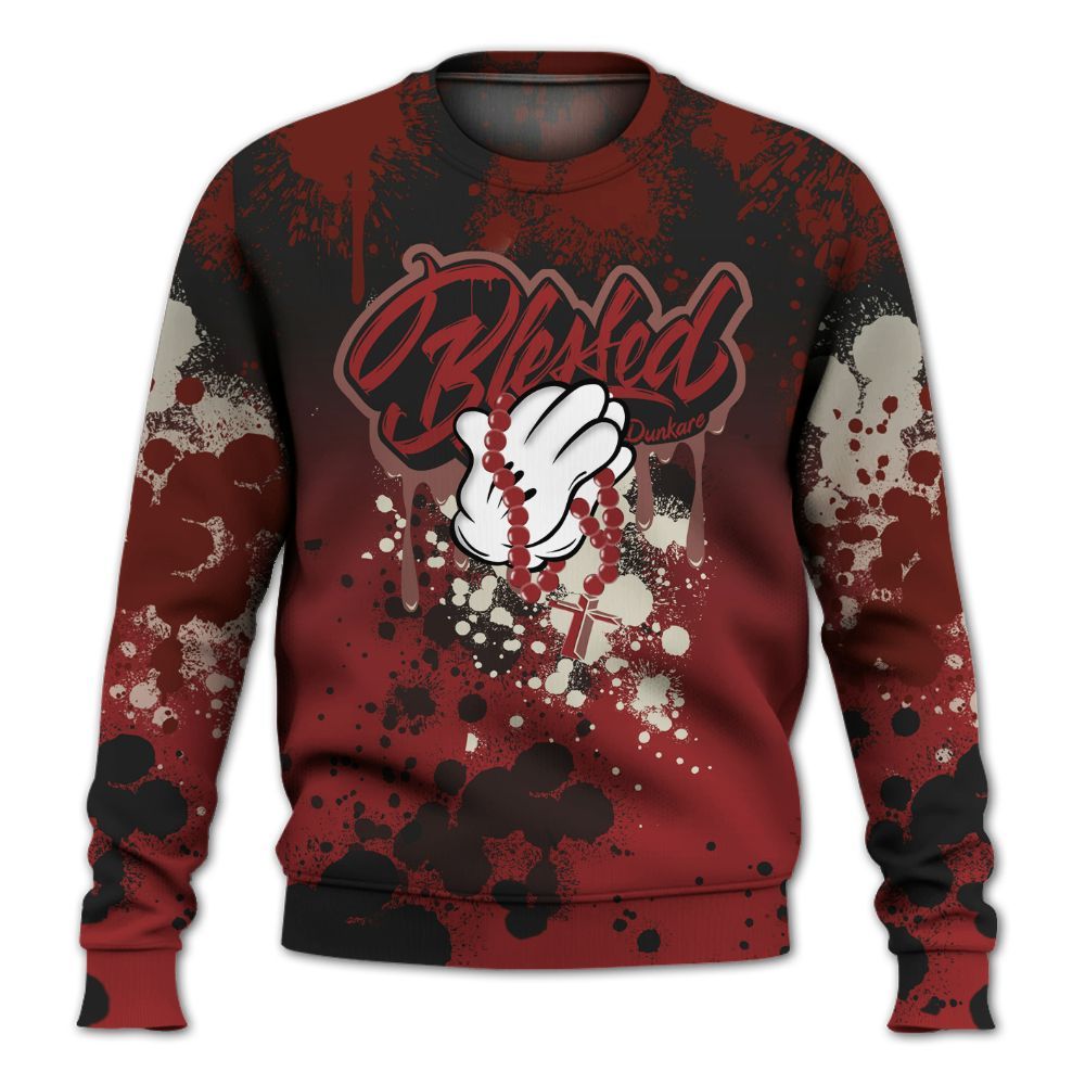 Sweatshirt To Match High 85 Bred 1s - God Blessed Ink Drip All Over Print