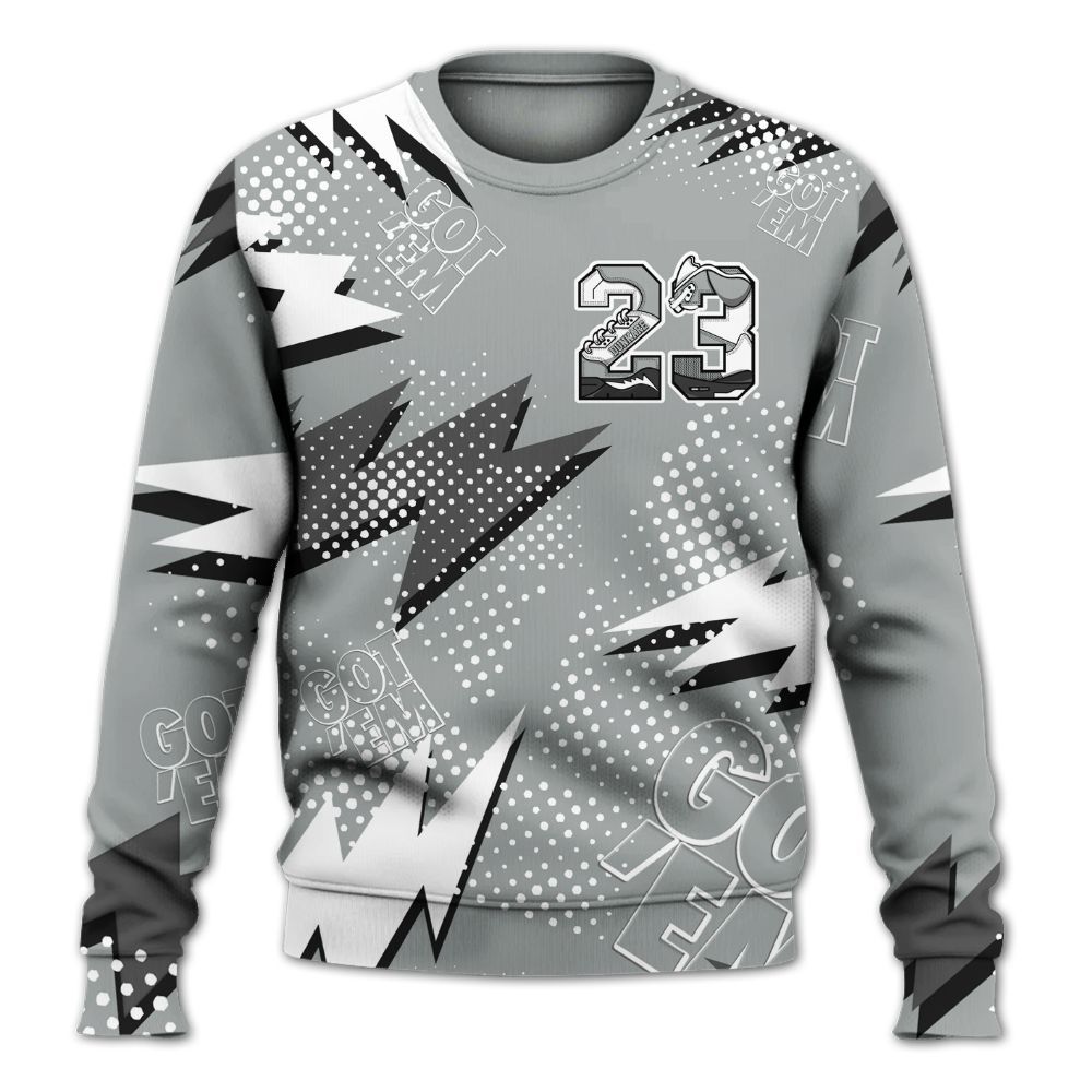 Sweatshirt To Match Dunk Low White Light Smoke Grey - Custom Name Number 23 5s All Over Print