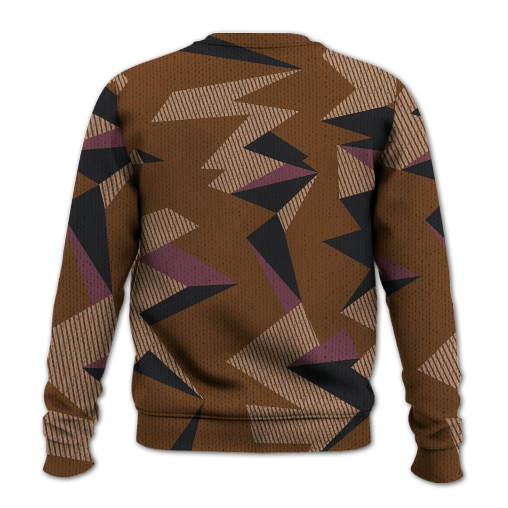 Knitted Sweater To Match Archaeo Brown 3s - Geometric Camouflage Pattern