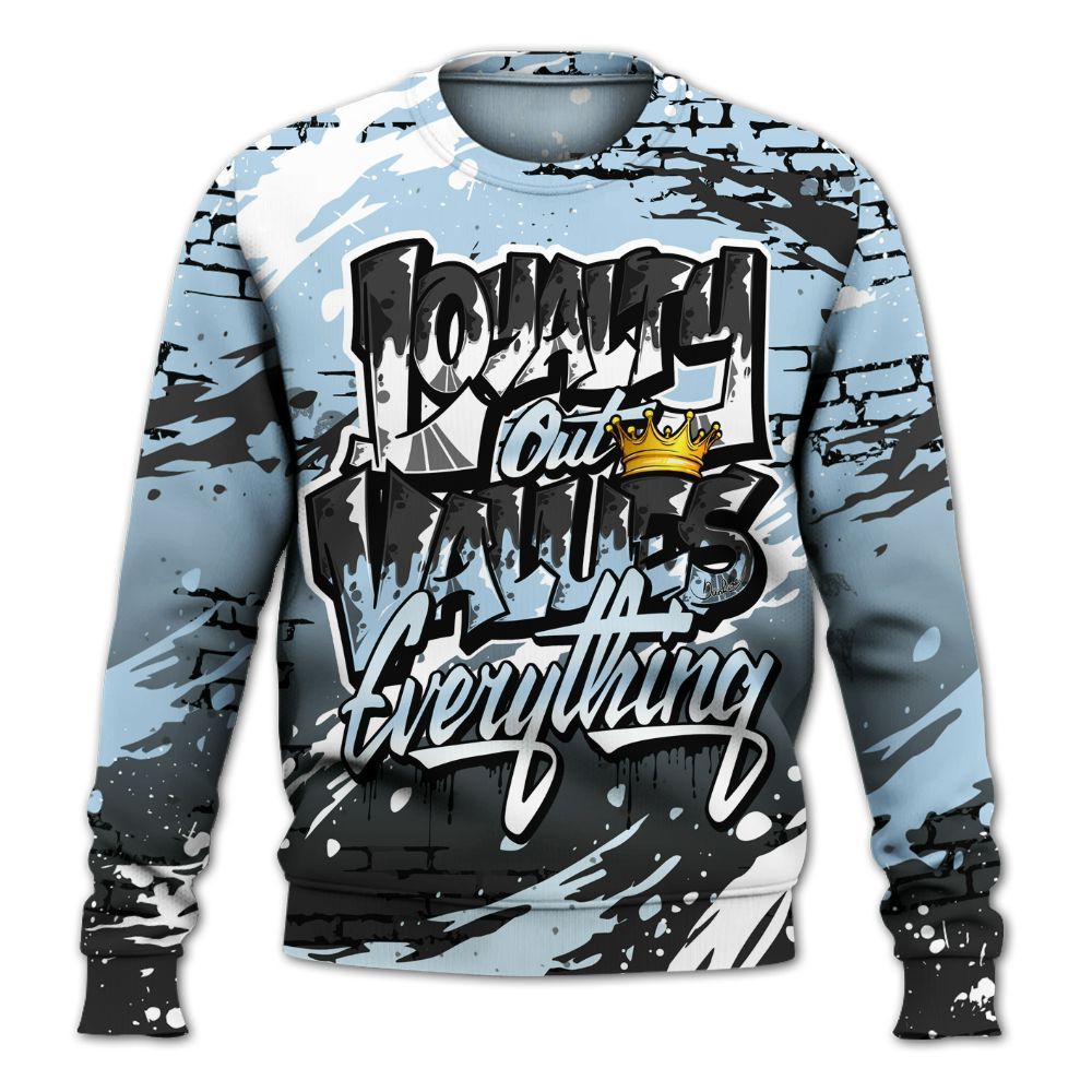 Sweatshirt To Match Foamposite One Psychic Blue - Values Of Loyalty All Over Print