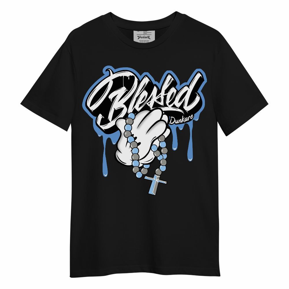 Shirt To Match Black University Blue 5s - God Blessed Drip Graphic
