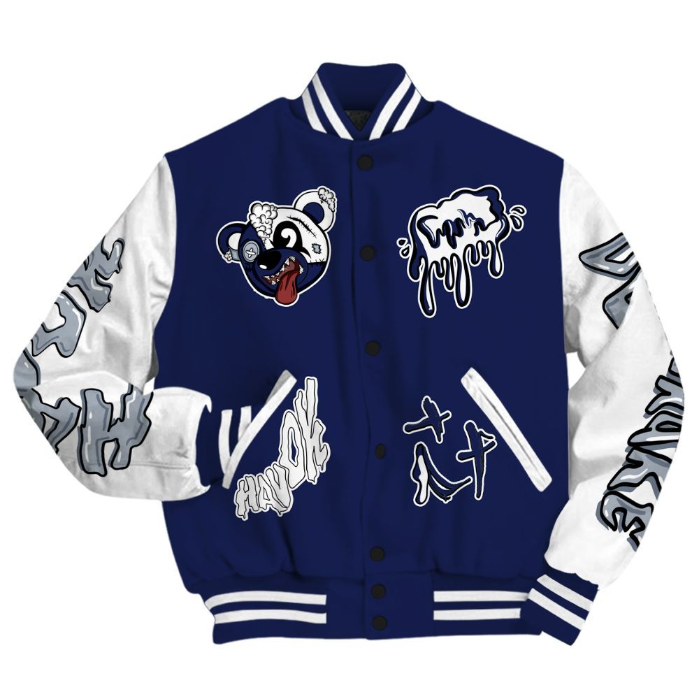 Varsity Jacket To Match Midnight Navy 11s - Havok Bear All Over Print