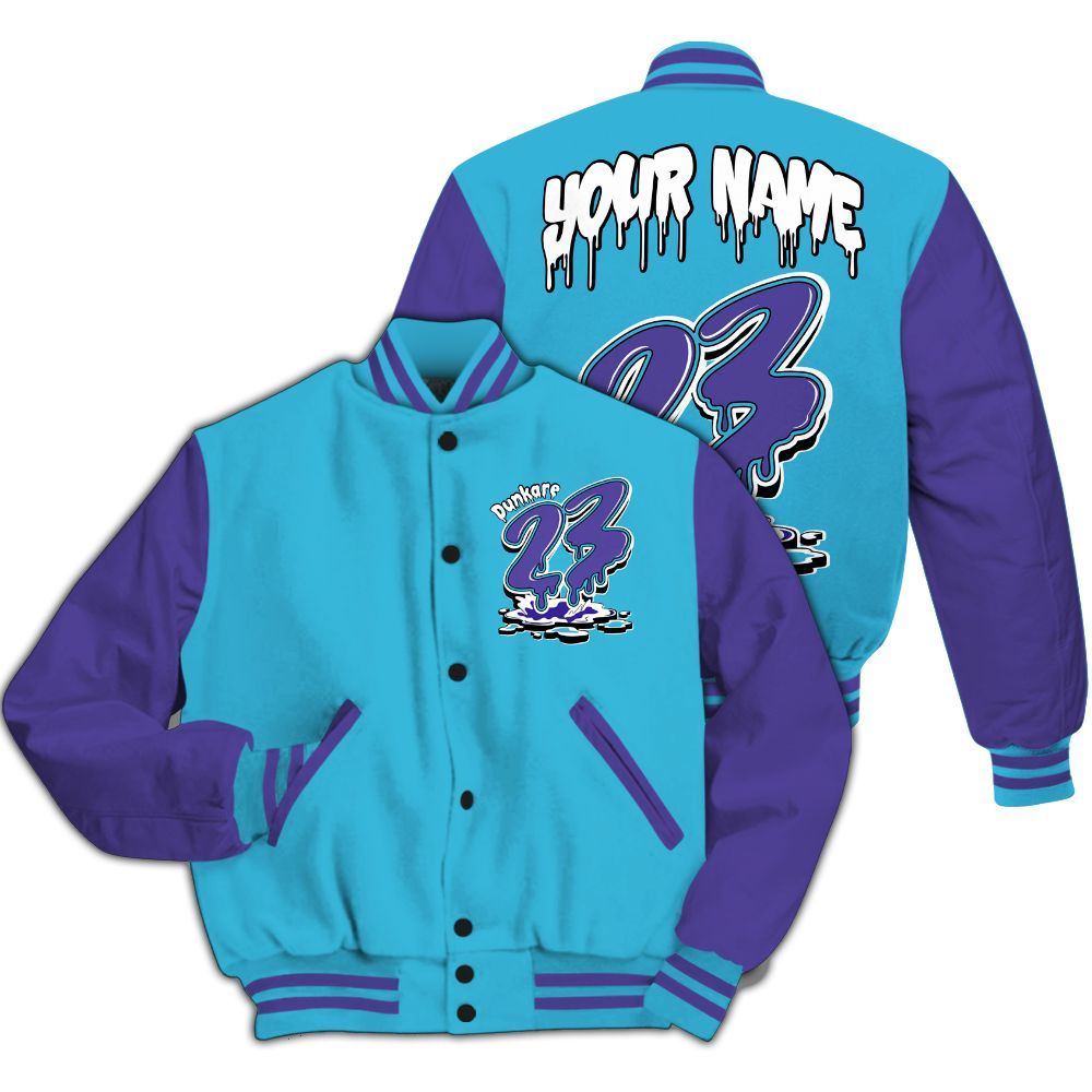 Varsity Jacket To Match Retro Aqua 6s - Custom Name 23 Drip All Over Print