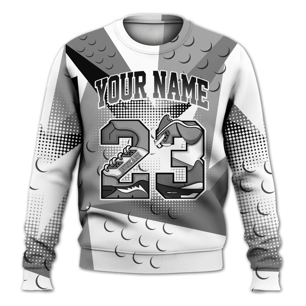 Sweatshirt To Match Black Wolf Grey 12s - Poly Custom Name Number 23 5s All Over Print
