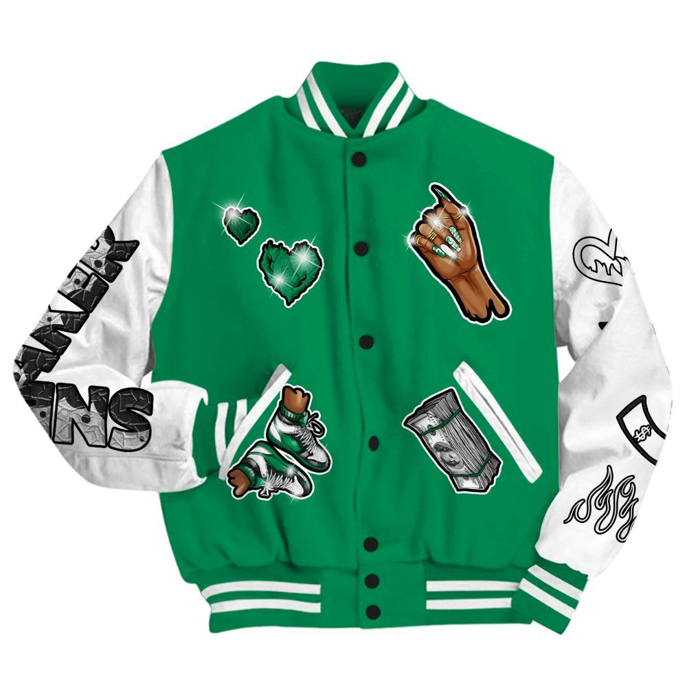 Varsity Jacket To Match Mid Lucky Green 1s - Sneakerz Girlz All Over Print