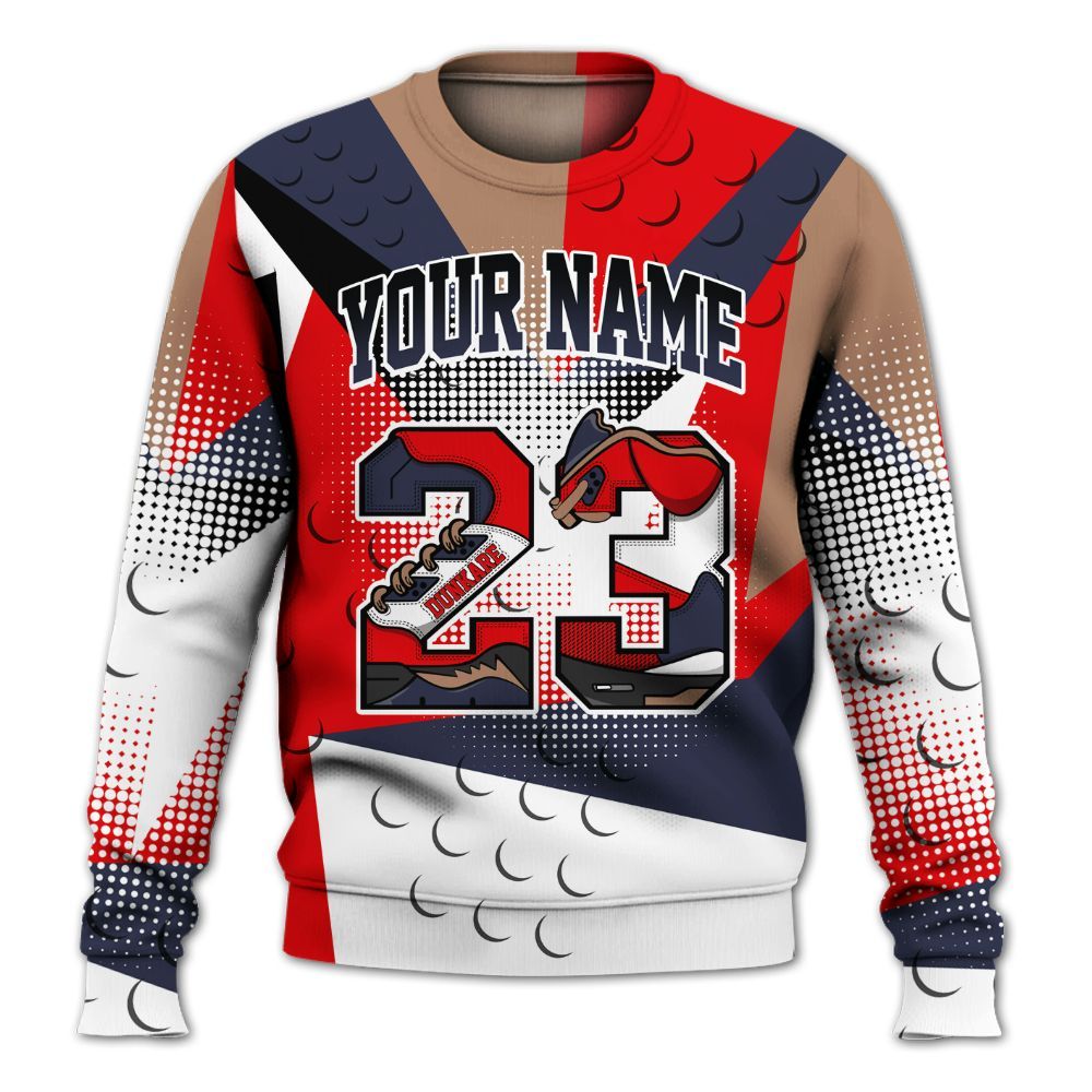 Sweatshirt To Match Low OG Howard Bison 1s - Poly Custom Name Number 23 5s All Over Print