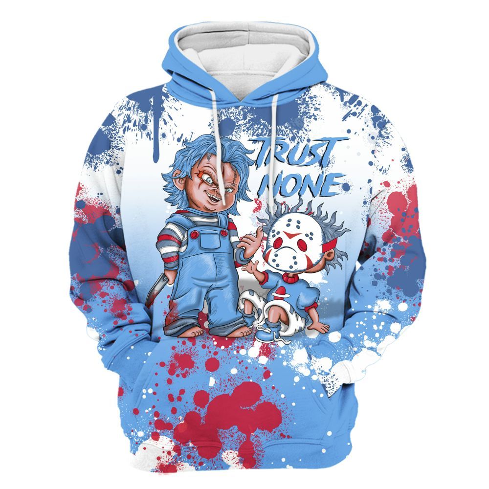 Hoodie To Match University Blue 6s - Trust No One Scary All Over Print