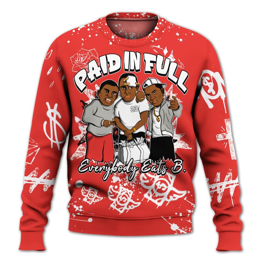 Sweatshirt To Match Vomero 5 Bright Crimson - Everybody Paid In Full Crayon All Over Print