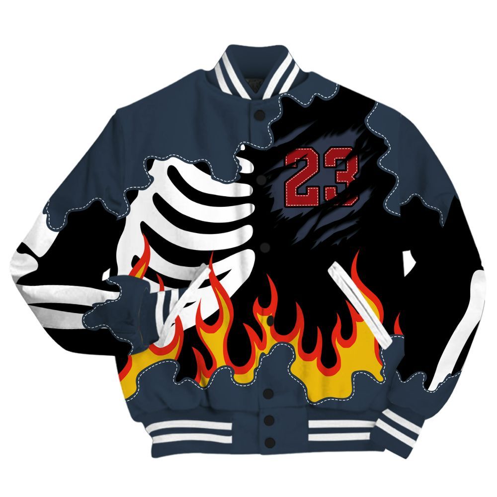 Varsity Jacket To Match Retro Olympic 6s - Burning Skeleton 23 G.O.A.T All Over Print