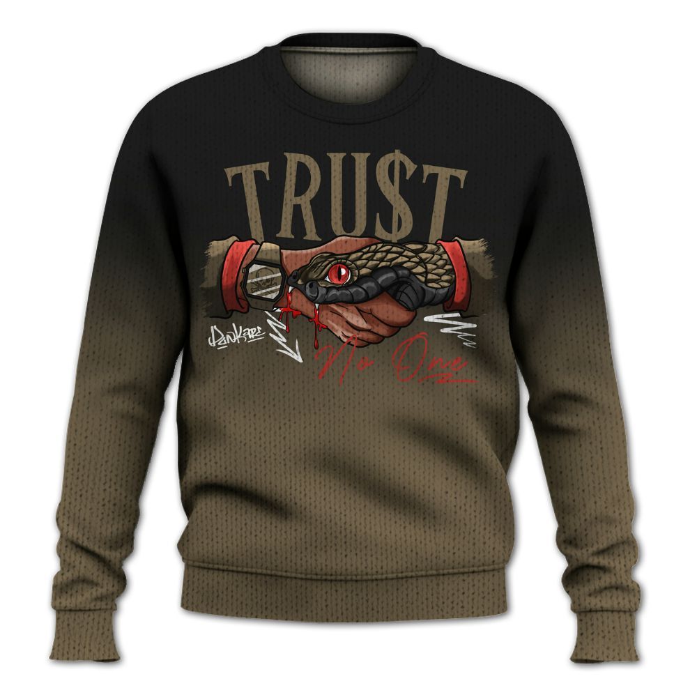 Knitted Sweater To Match Olive 9s - Snake Trust No One Drip