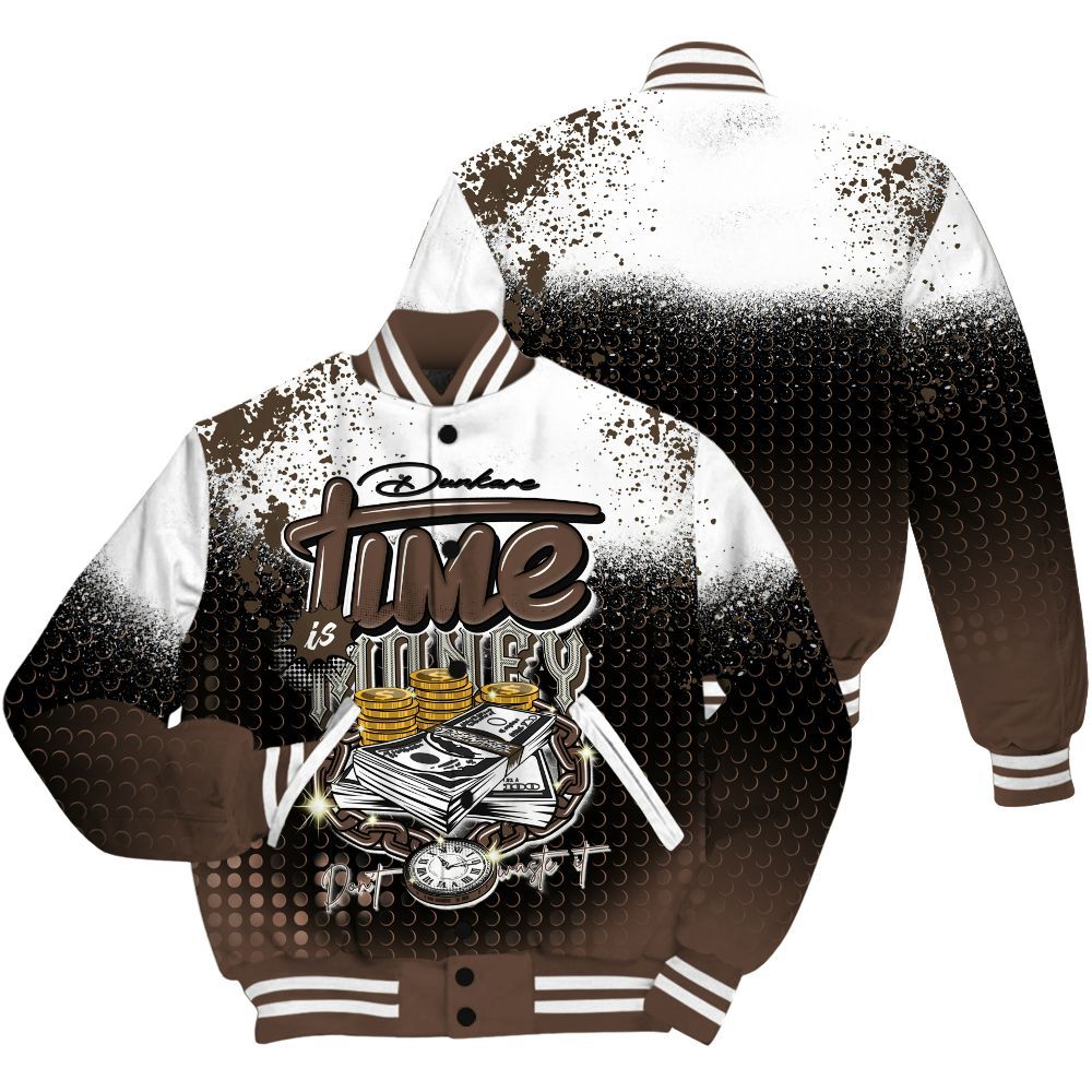 Varsity Jacket To Match Palomino 1s Shirt, Halftone Time Is Money All Over Print