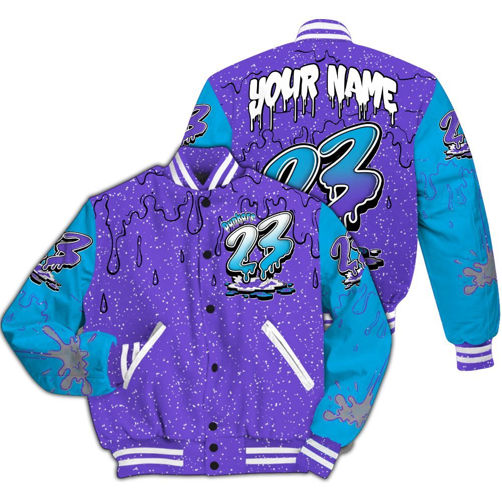 Varsity Jacket To Match Retro Aqua 8s - Custom Name 23 Drip Sludges All Over Print