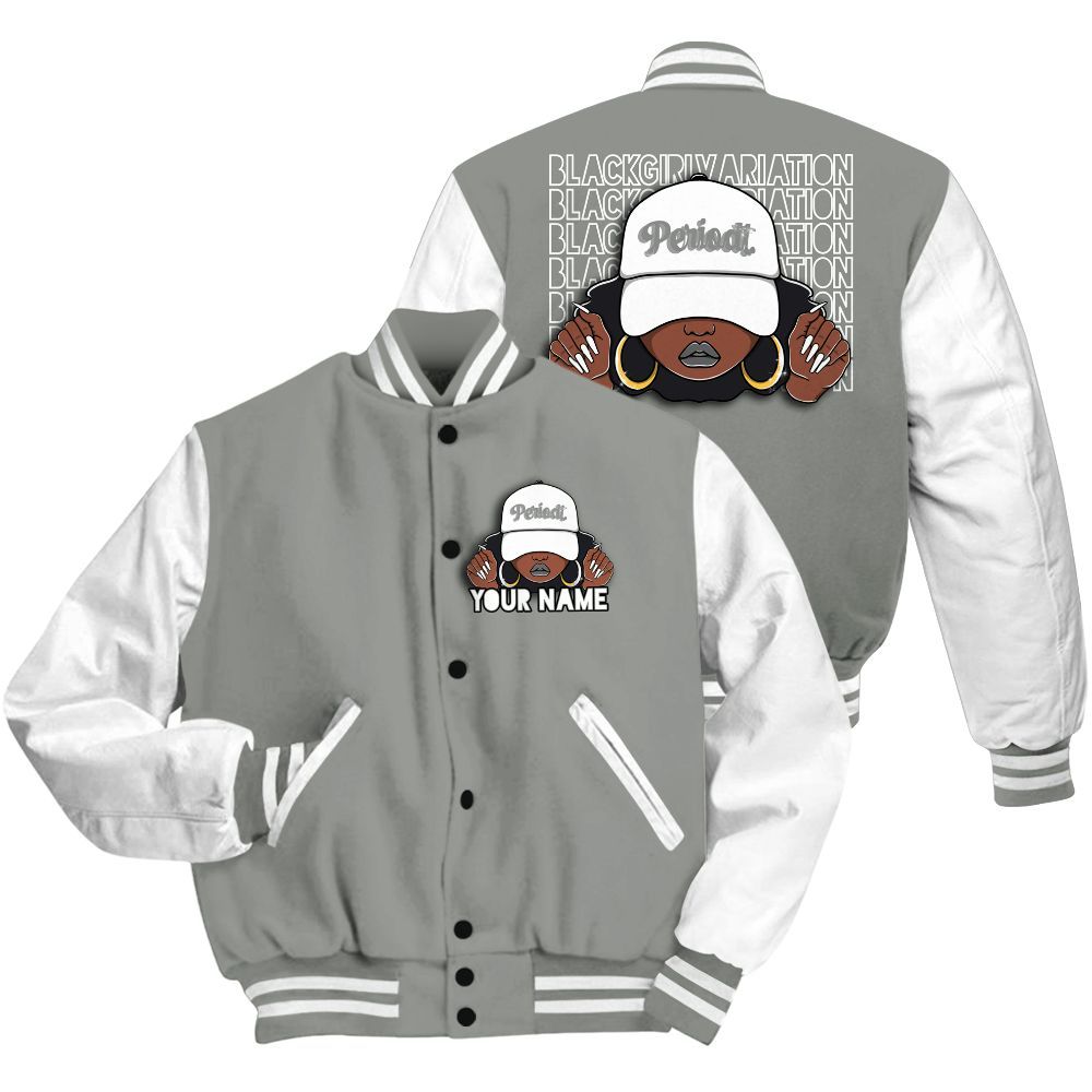 Varsity Jacket To Match Paris Cement Grey 4s - Custom Name Black Girl All Over Print