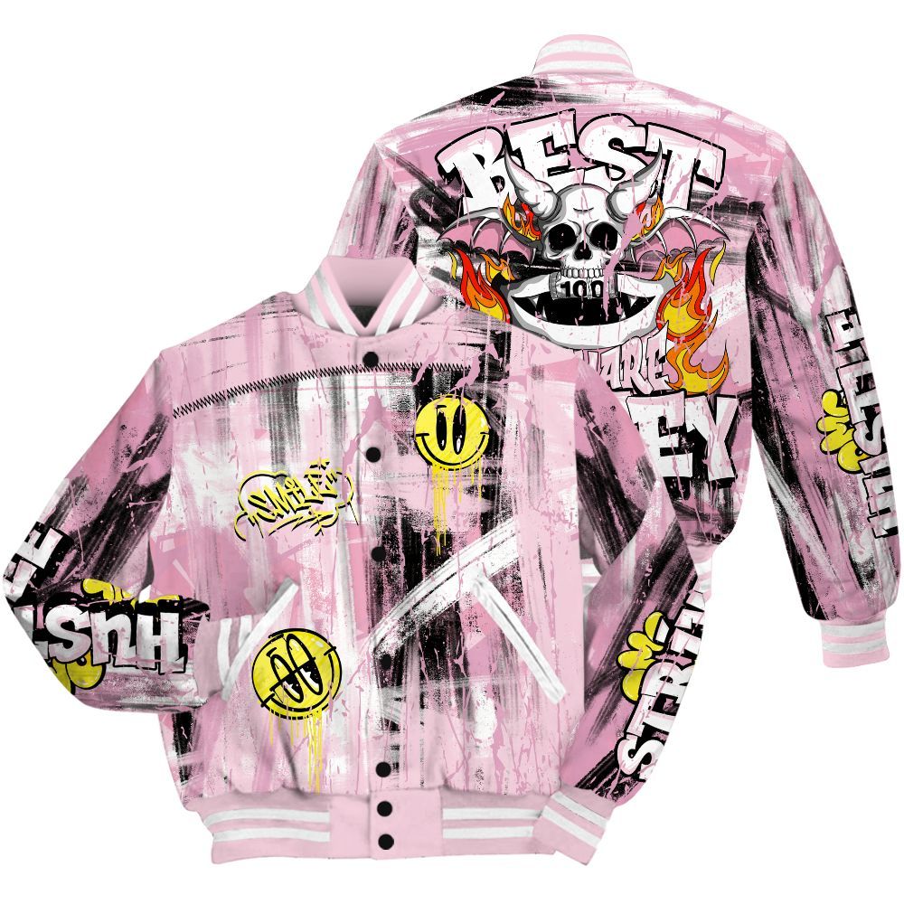 Varsity Jacket To Match Orchid 4s - Money Skull Smile Fire All Over Print