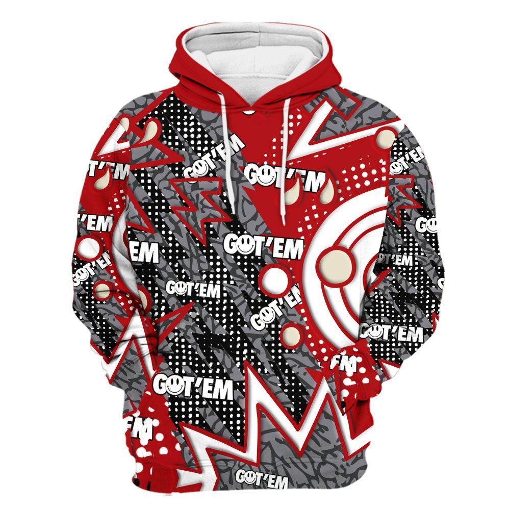 Hoodie To Match Cement Grey 3s - Retro Vintage 90s All Over Print