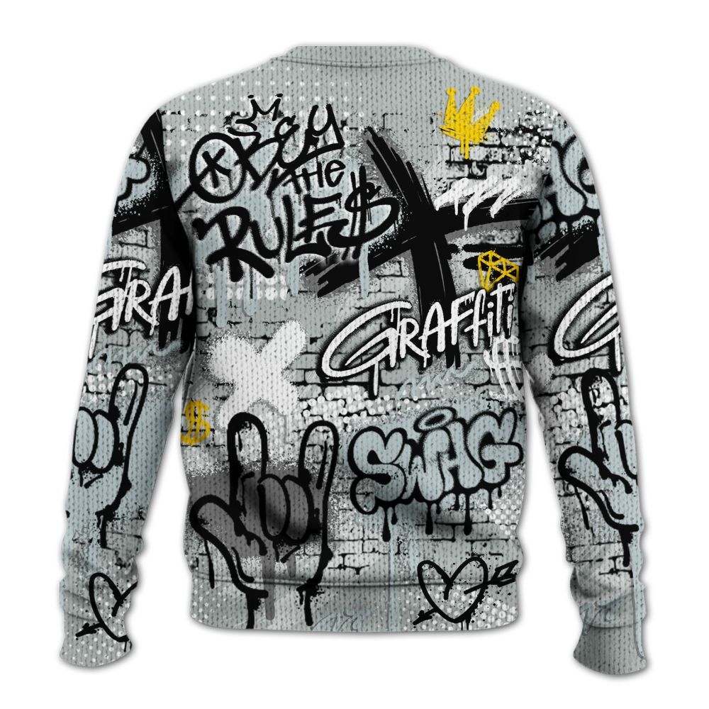 Knitted Sweater To Match Black Wolf Grey 12s - True It Real Graffiti Streetwear