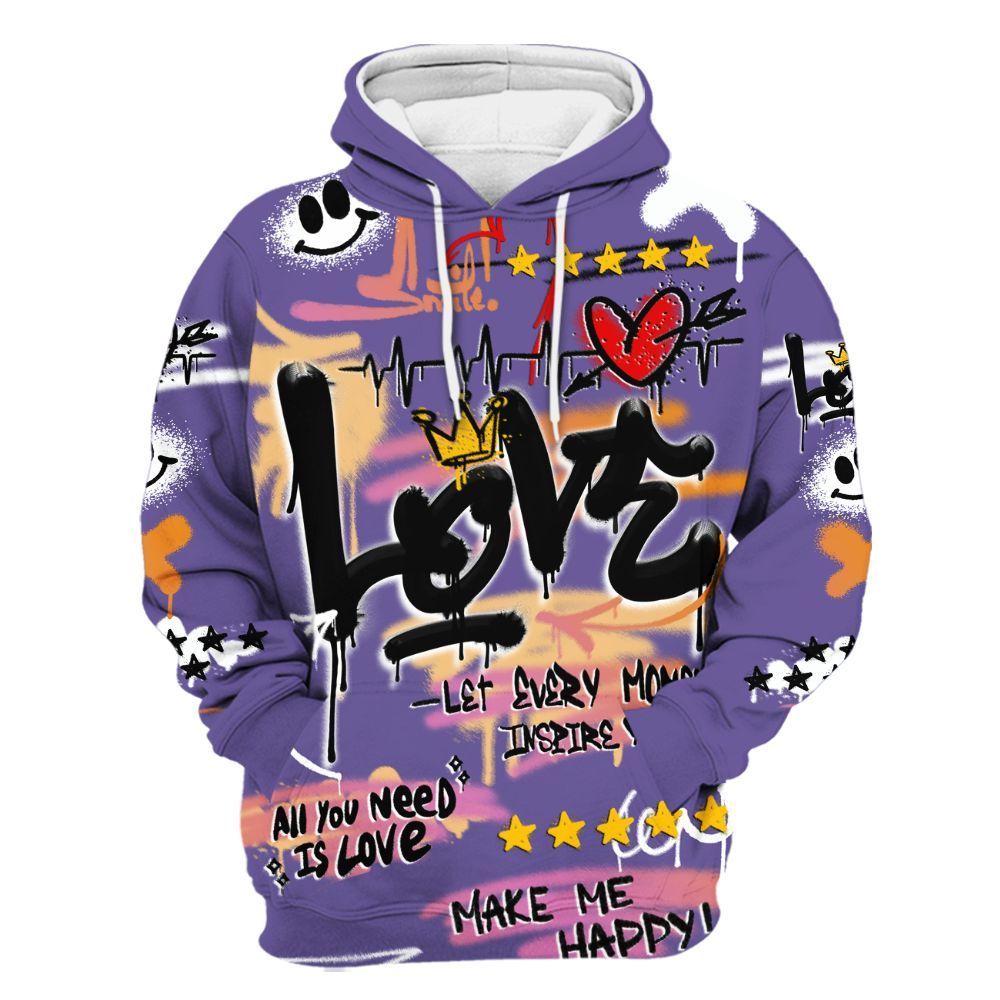 Hoodie To Match Book Sunset 1s - Happy Love Beats Graffiti Streetwear All Over Print