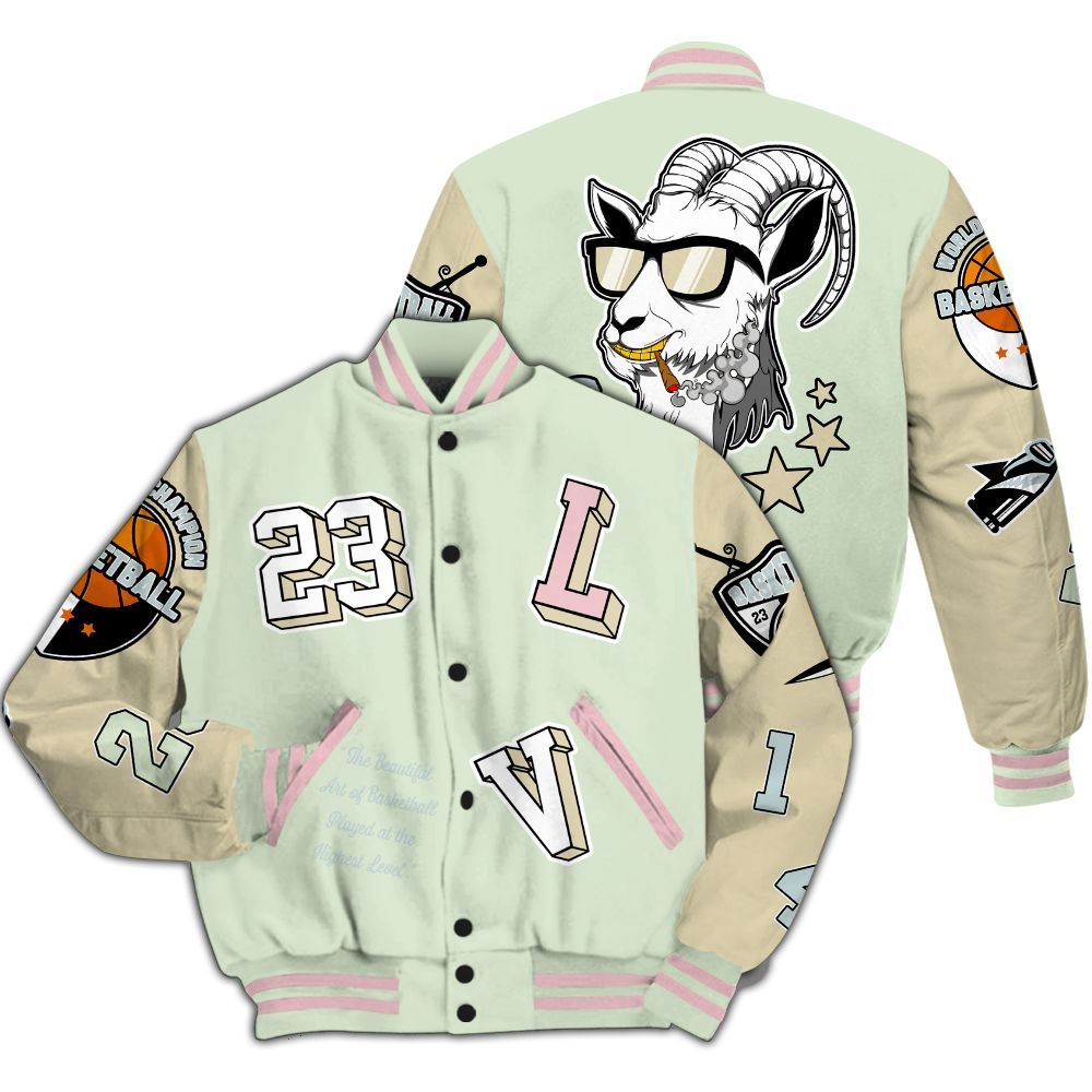 Varsity Jacket To Match Spring Is In The Air 3s - The GOAT Got Em All Over Print