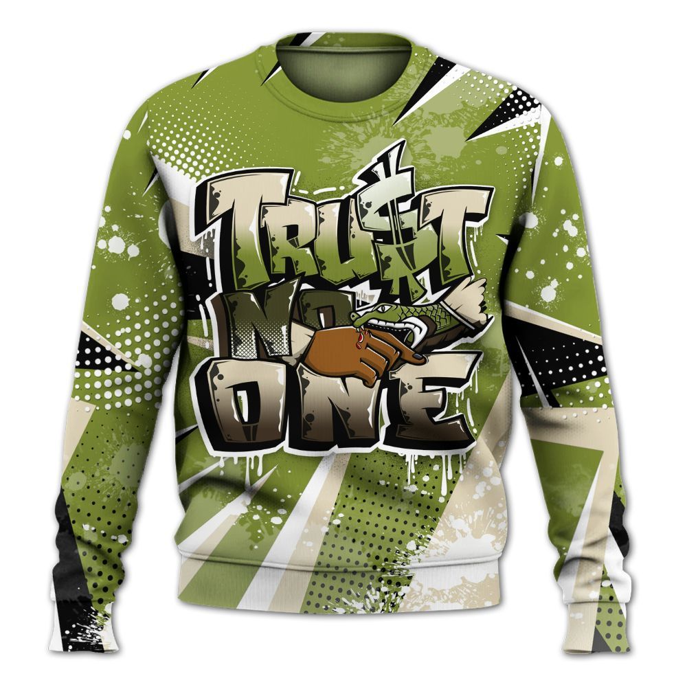 Sweatshirt To Match SB Dunk Low Asparagus - Poly Trust No One Dripping All Over Print