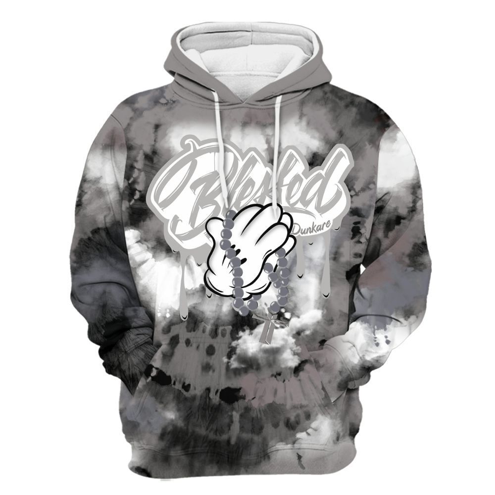 Hoodie To Match Cool Grey 11s - God Blessed Tie Dye All Over Print