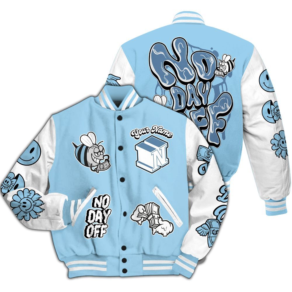 Varsity Jacket To Match Legend Blue 11s - No Day Off Graphic Custom Name All Over Print