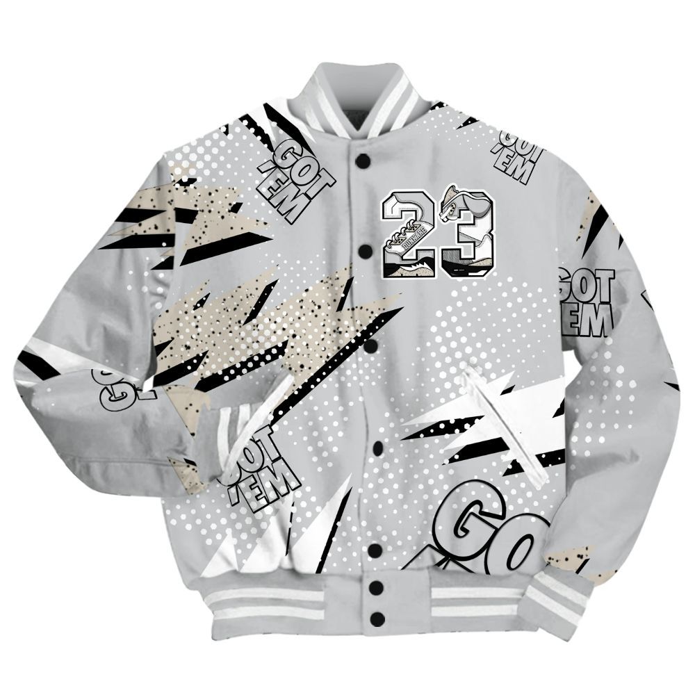 Varsity Jacket To Match Metallic Silver 2024 5s Shirt, Custom Name Number 23 5s All Over Print