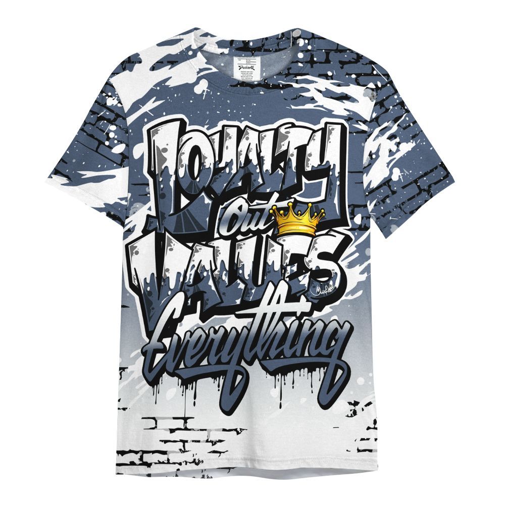 Shirt To Match Low Diffused Blue 11s - Values Of Loyalty Drip All Over Print