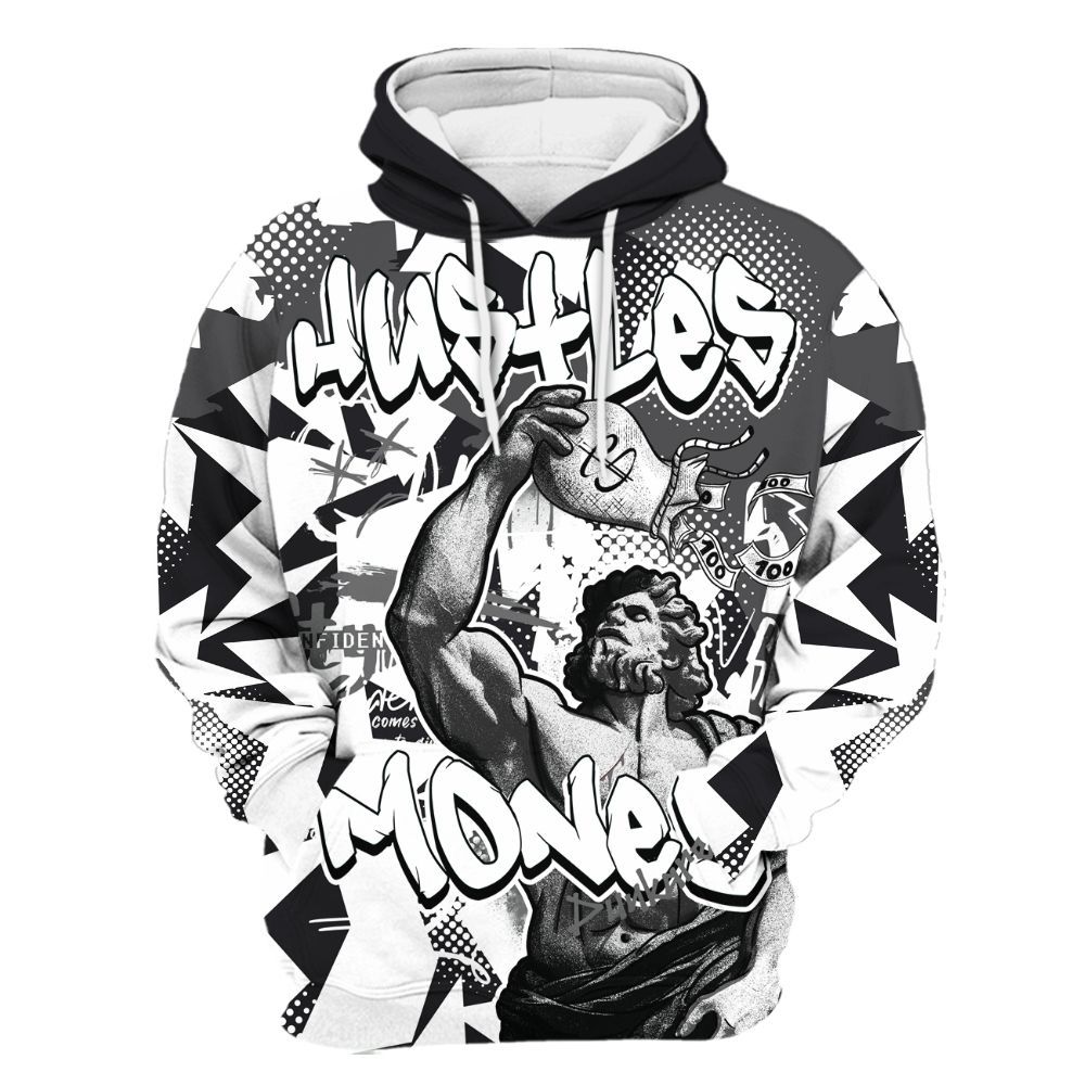 Hoodie To Match White Thunder 4s - Huslte Money Retro All Over Print