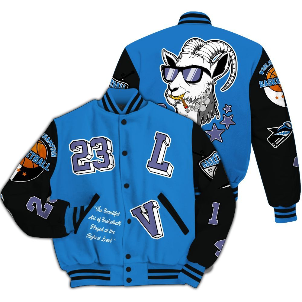 Varsity Jacket To Match Hi-Res Blue 700s - The GOAT Got Em Streetwear All Over Print