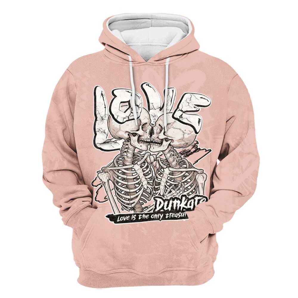 Hoodie To Match Dunk Low Pink Velvet - Skull Love All Over Print