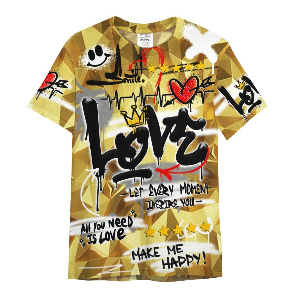Shirt To Match NET Gold 4s - Happy Love Beats Graffiti Streetwear All Over Print