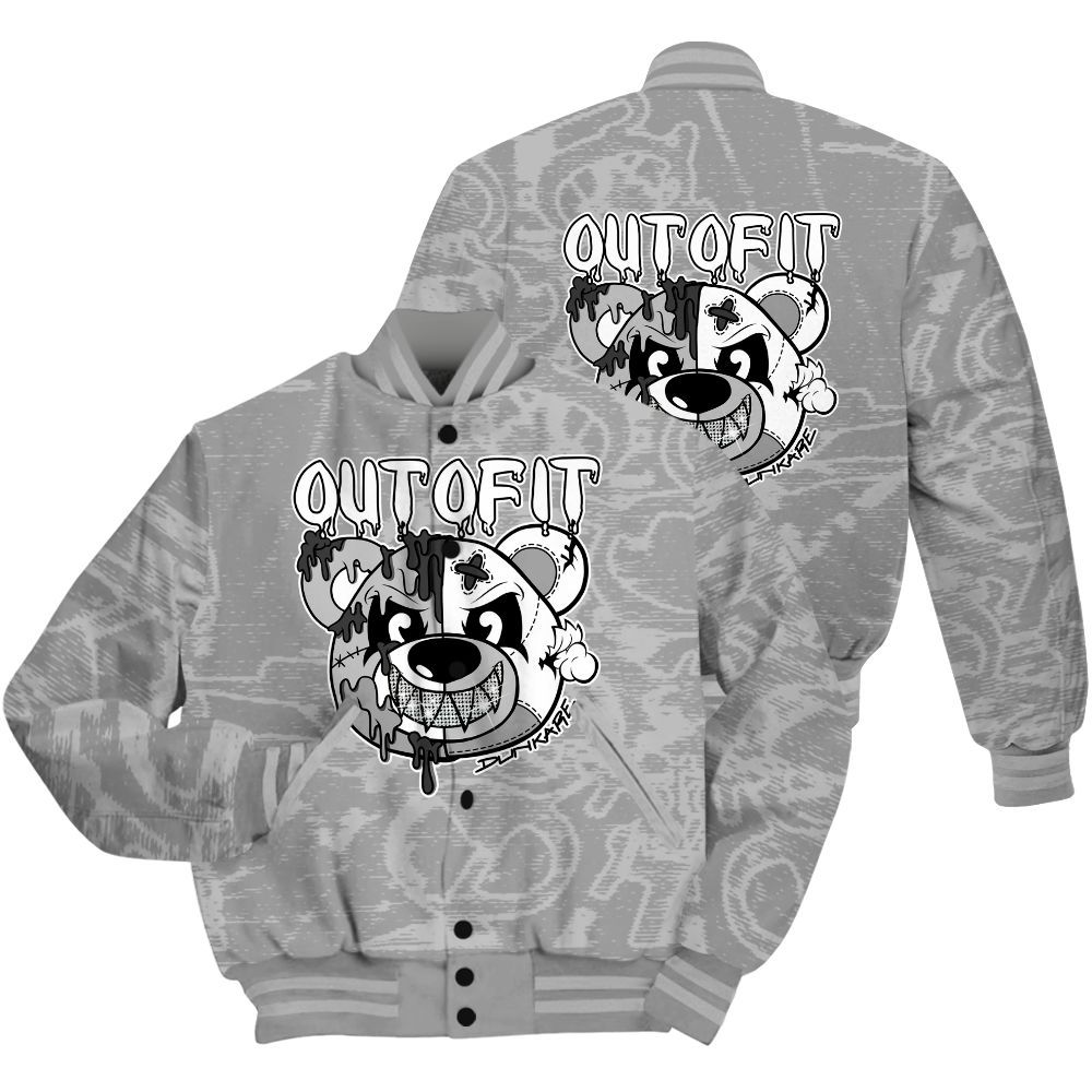 Varsity Jacket To Match Black Wolf Grey 12s Shirt - Out Of It Bear Avant-Garde All Over Print