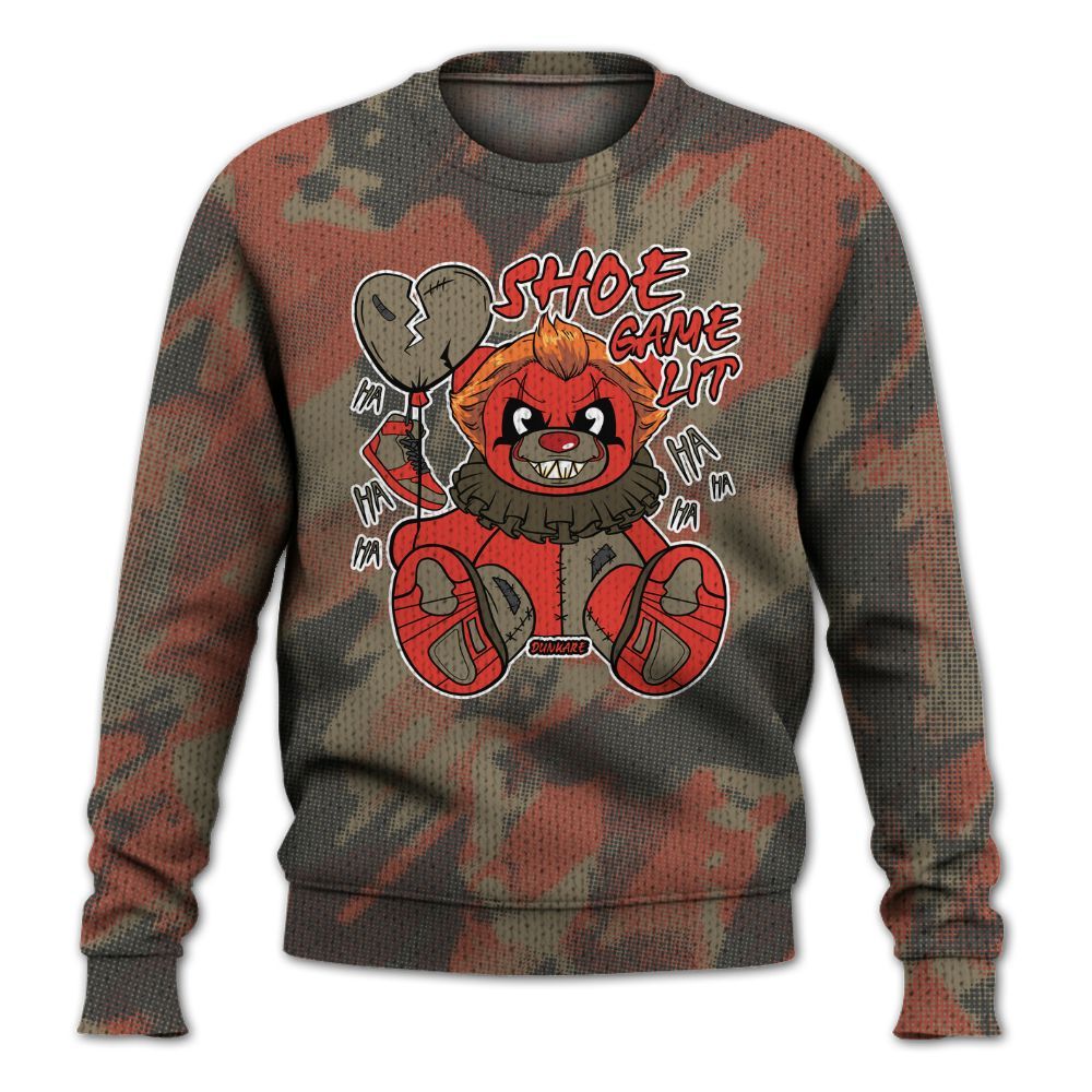 Knitted Sweater To Match Olive 9s - Shoe Game Bear Abstract Halftone