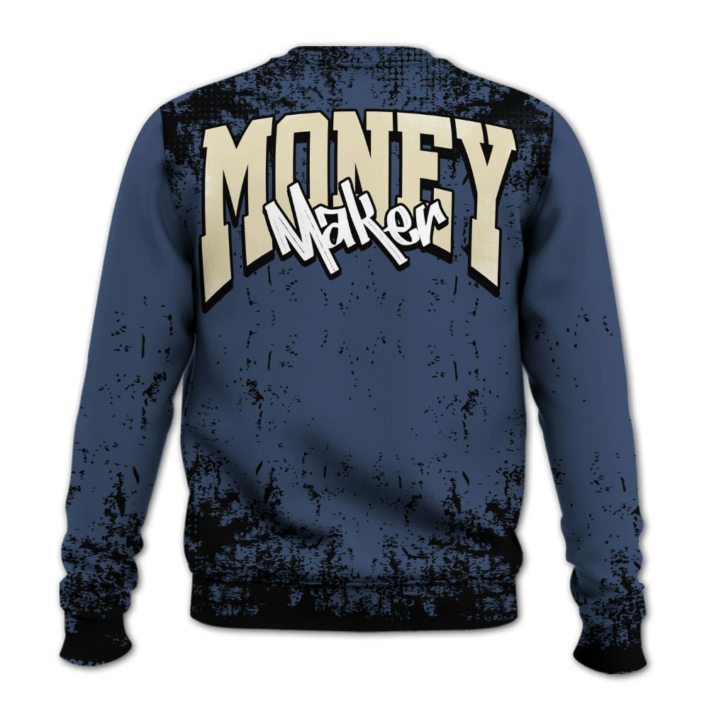 Sweatshirt To Match Diffused Blue 3s - Move In Silence Money Street Retro All Over Print