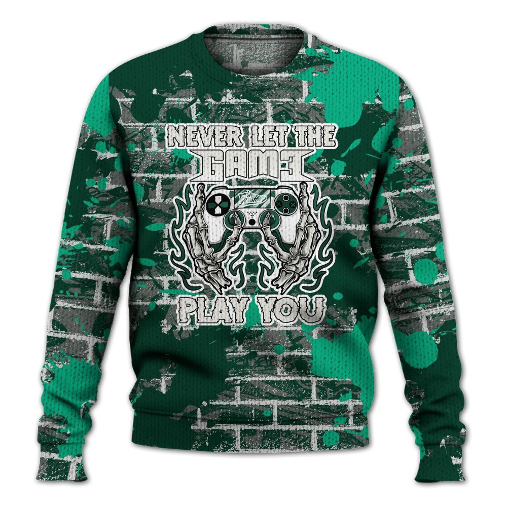 Knitted Sweater To Match Oxidized Green 4s - PlayGame Skull Brick