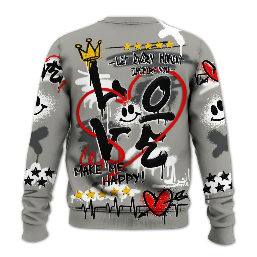 Sweatshirt To Match High Satin Shadow 1s - Happy Love Beats Graffiti Streetwear All Over Print