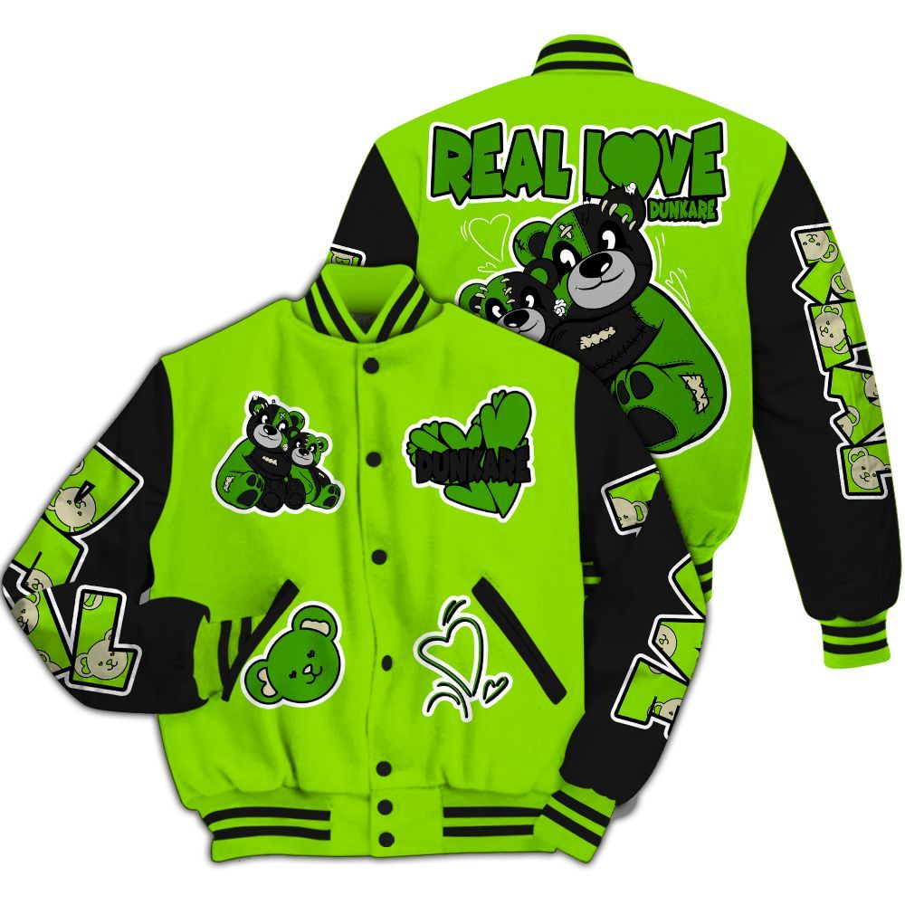 Varsity Jacket To Match Electric Green 6s - Sincere Fondness Bear All Over Print