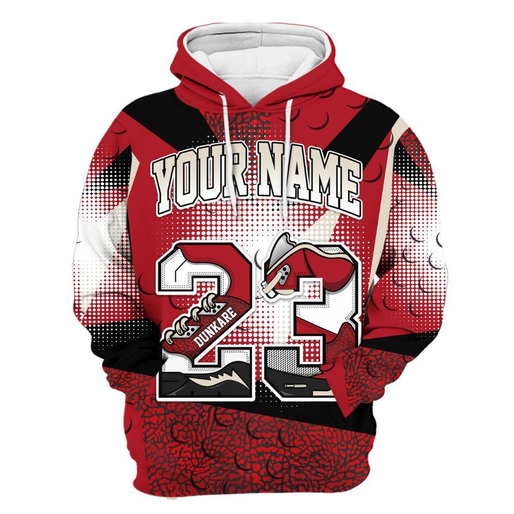 Hoodie To Match Mid Red Cracked Leather 1s - Custom Name 23 5s All Over Print