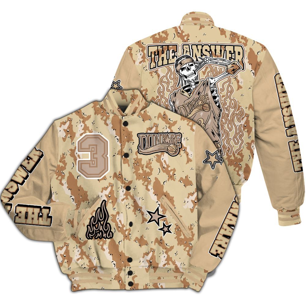 Varsity Jacket To Match Desert Camo 3s - Allen Answer Skeleton All Over Print