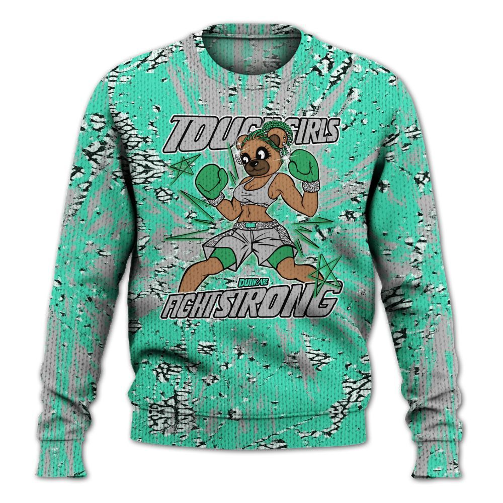 Knitted Sweater To Match Black Green Glow 3s - Gritty Girls Bear Luxury